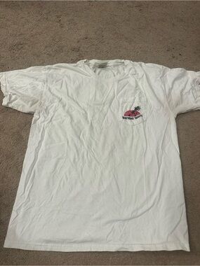 Barstool Sports White Short Sleeve Pocket Tee with Tropical Logo